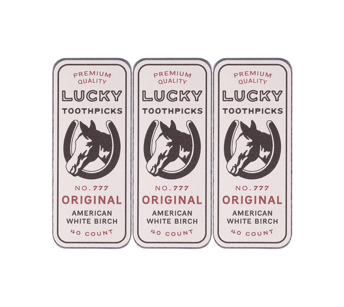 Lucky Toothpicks - Original White Birch (3 Pack Bundle)