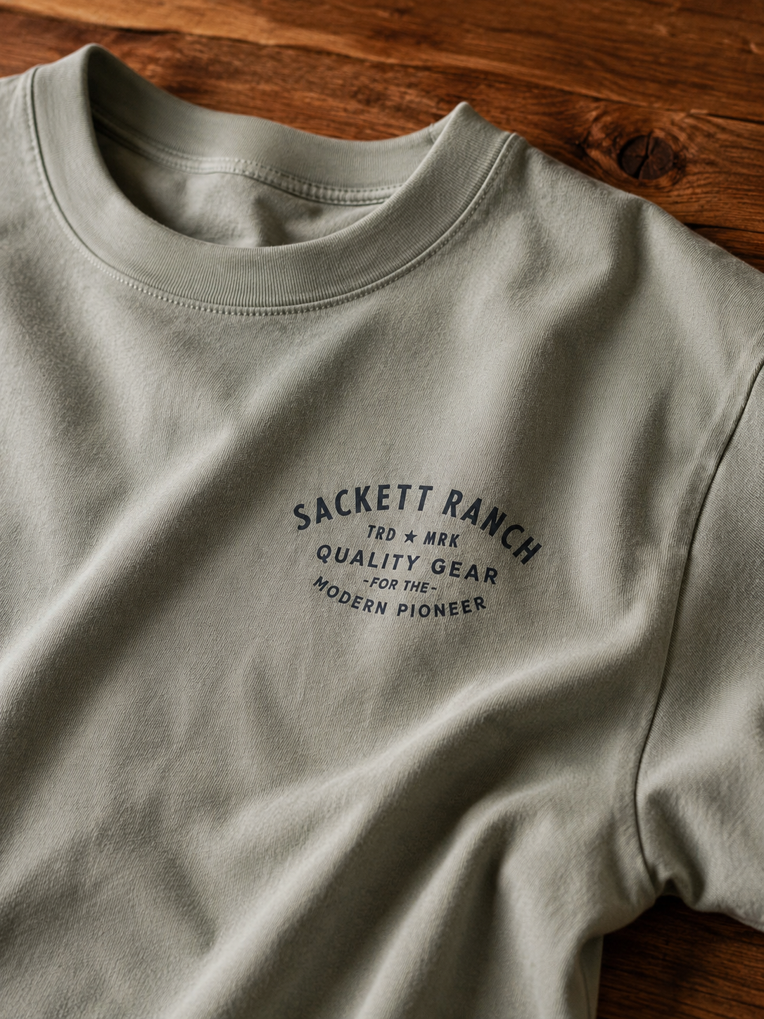 Bronco Tee in Vintage Black – Sackett Ranch 100% US-grown cotton tee, made in USA