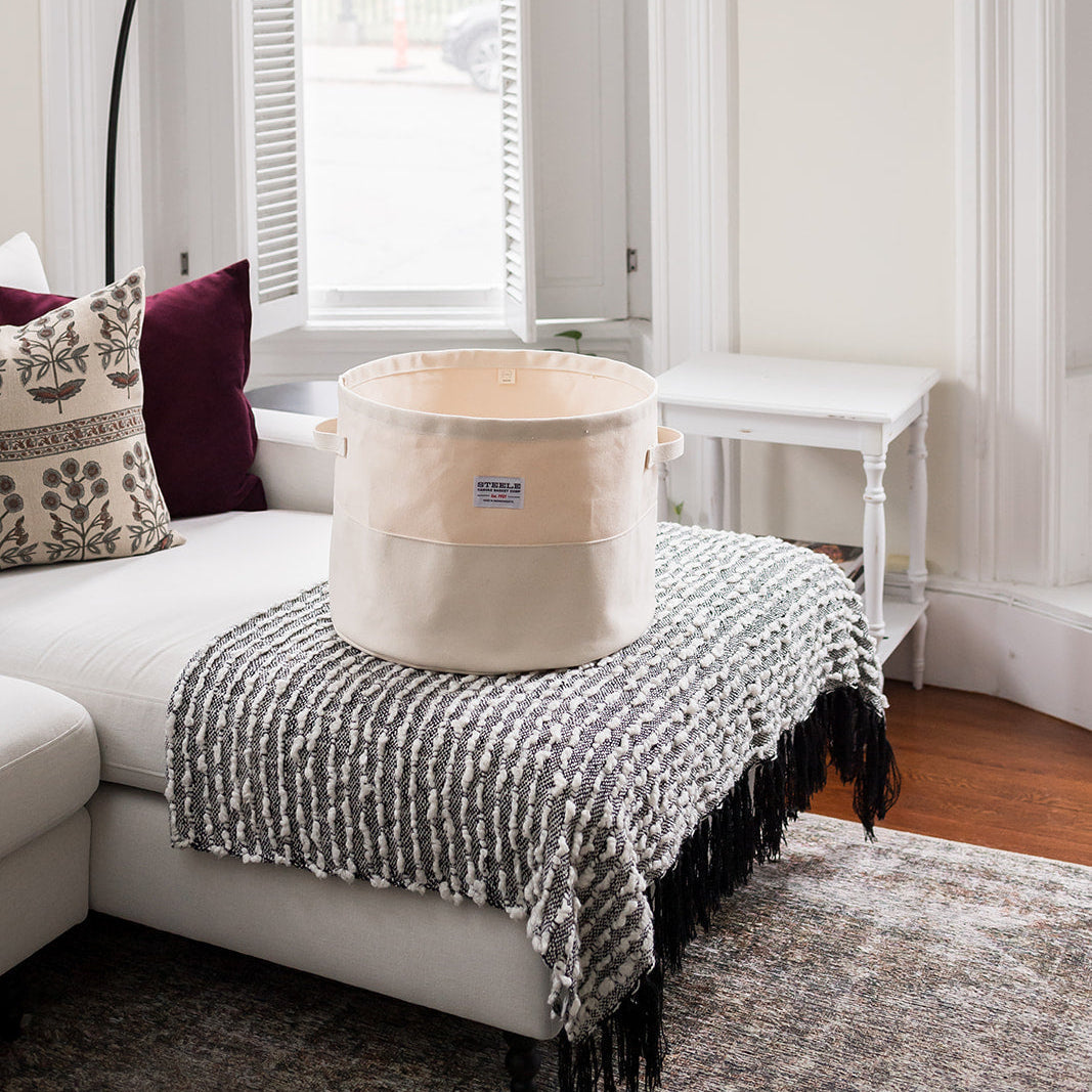 Large Round Canvas Storage Bin