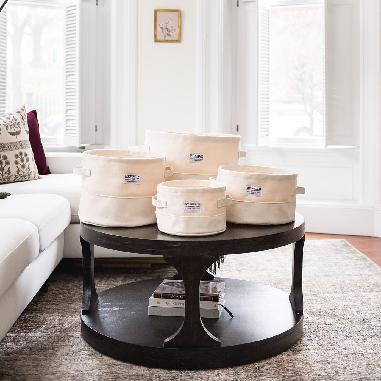 Round Canvas Storage Bin Set