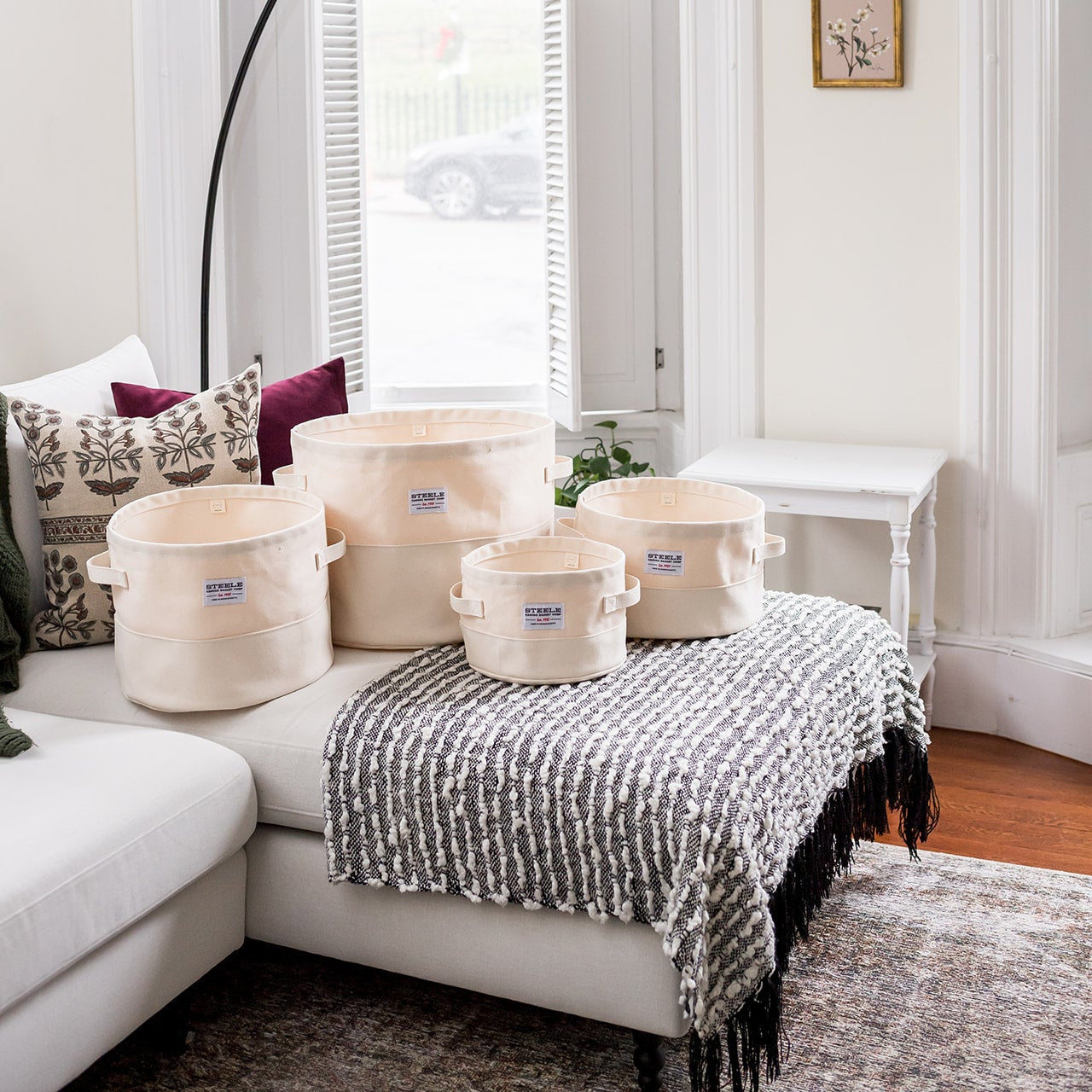 Round Canvas Storage Bin Set